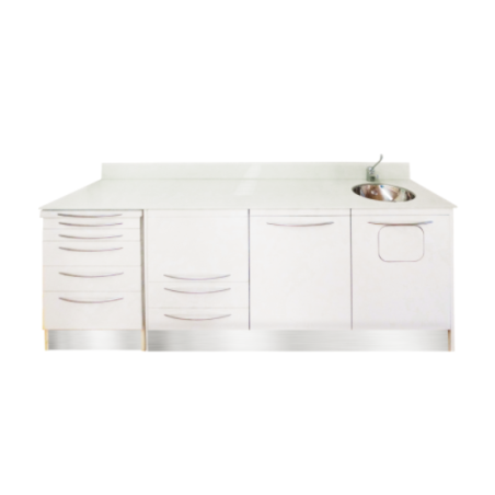 Meuble Clinique Stratifié 4 Modules, Évier, Robinet Chirurgical | Roulettes|