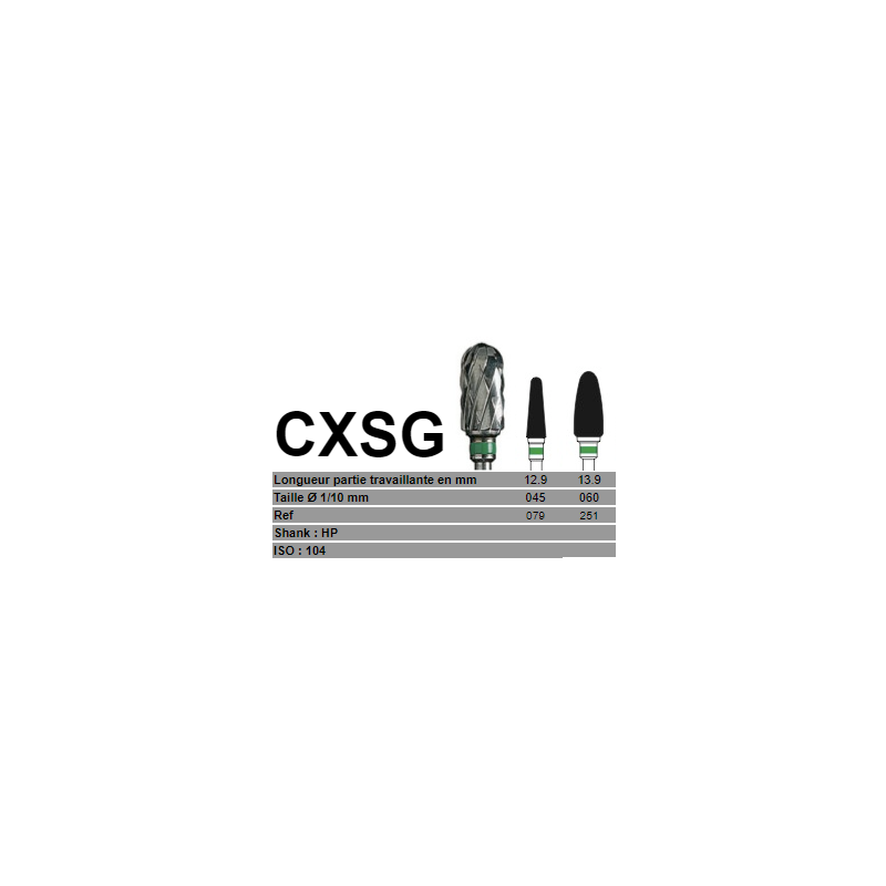 Fraise CXSG Carbure de tungstène  - Taille 045 - ASSD|