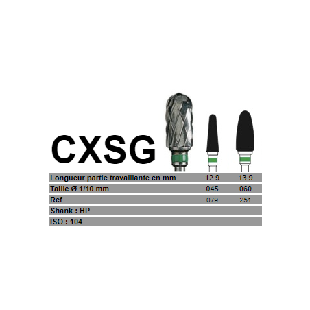 Fraise CXSG Carbure de tungstène  - Taille 045 - ASSD|
