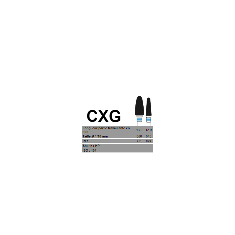 Fraise CXG Carbure de tungstène  - Taille 045 - ASSD|