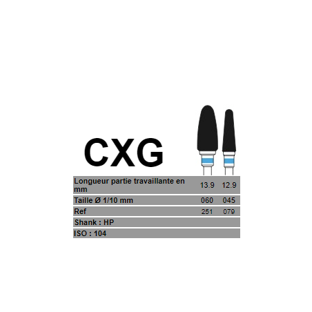 Fraise CXG Carbure de tungstène  - Taille 060 - ASSD|