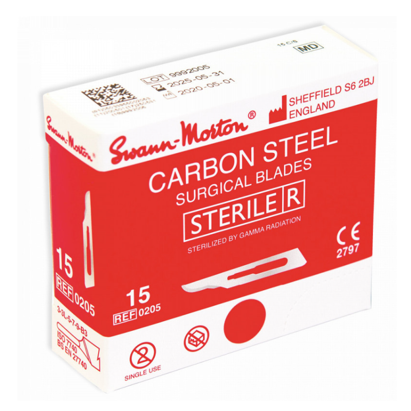 Lame de bistouri N°15 - boite de 100 - STERILE - Swann Morton|
