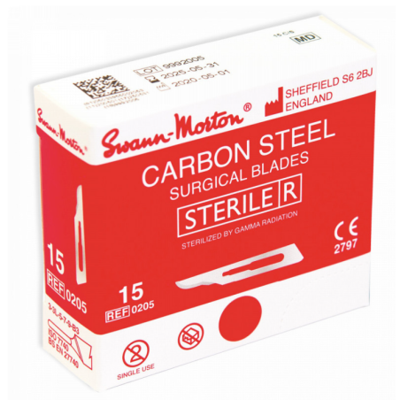 Lame de bistouri N°15 - boite de 100 - STERILE - Swann Morton|